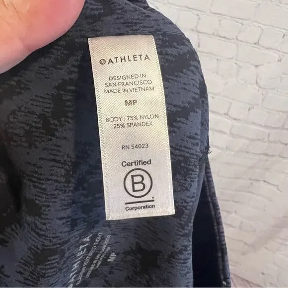 Athleta Elation Textured Tight Frosted Floral Black/ Blue SIZE MP - Picture 7 of 8